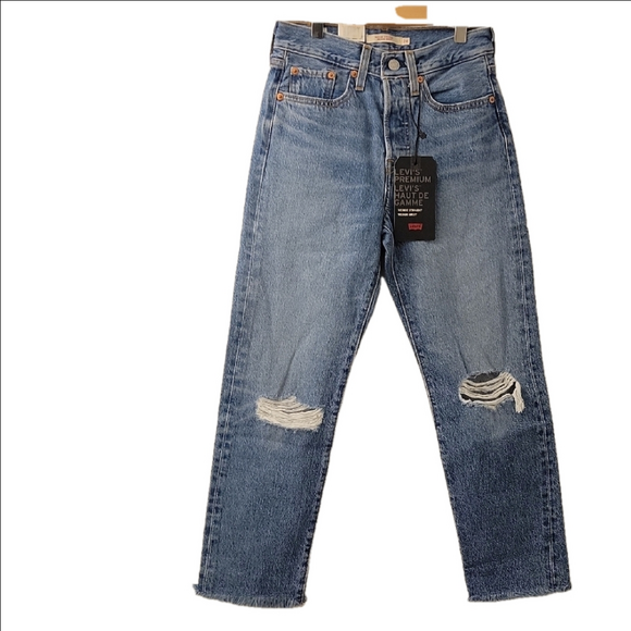 Levi's Women's Blue Distressed Jeans - Picture 1 of 4